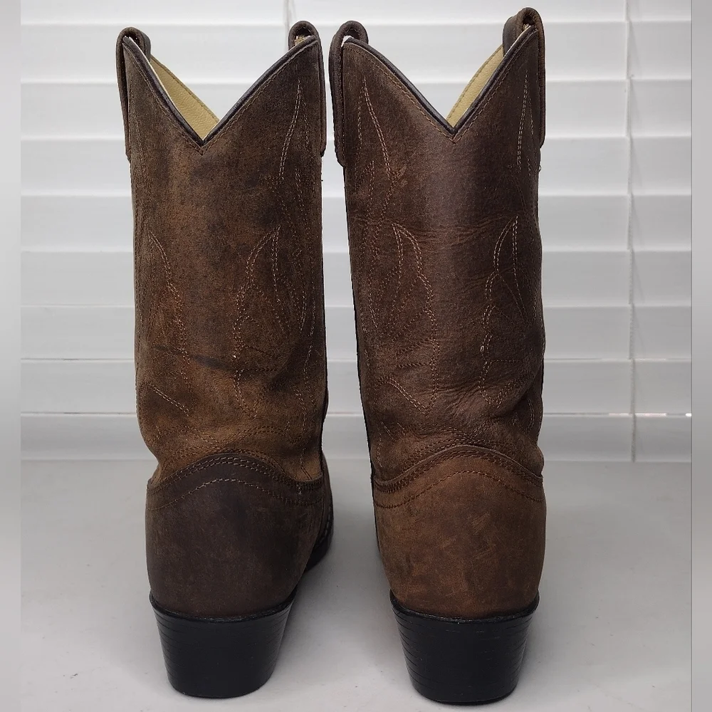 Masterson Kids Brown Leather Rodeo Cowboy Western Boots Sz 4.5